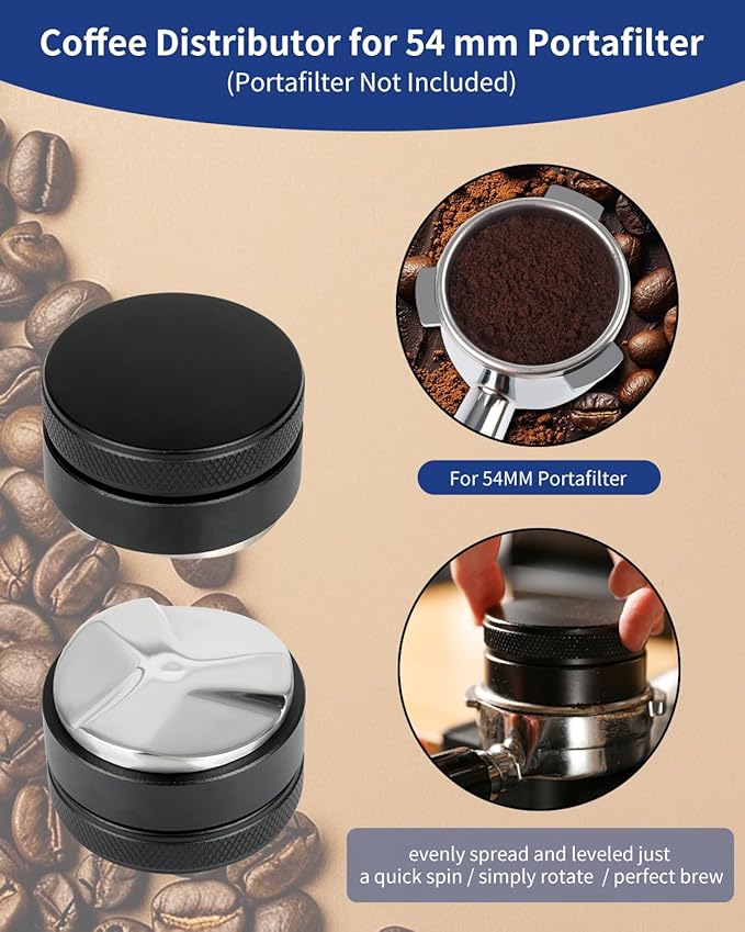 7 Pack 54mm Espresso Accessories – Tamper Station, Coffee Distributor, WDT Tool, Tamping Mat, Dosing Funnel, Brush & Puck Screen – Barista Tools Kit for Espresso Machines at Home or Cafe