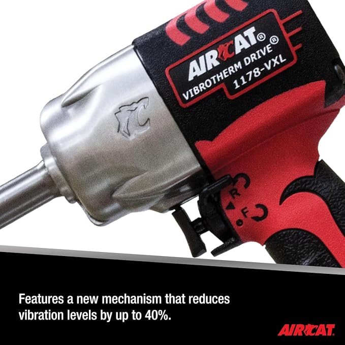 Aircat 1178-VXL-2: 1/2" Vibrotherm Drive Impact Wrench W/ 2" Ext. Anvil 1300 Ft-Lb