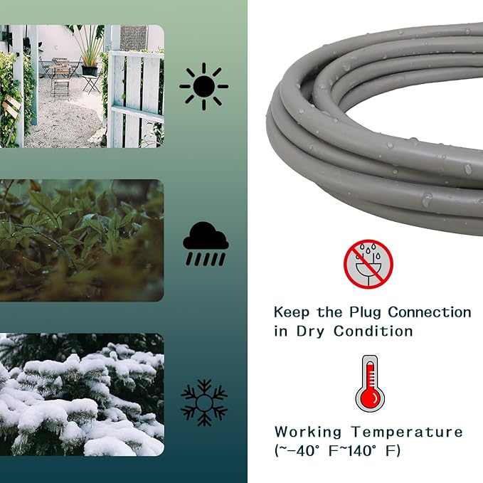 Indoor Outdoor Extension Cord 25 FT, 16/3 SJTW Weatherproof Grey Electrical Cords, 13 AMP Heavy Duty 3 Prong Power Cable Great for Garden, Landscaping & Holiday Decorations