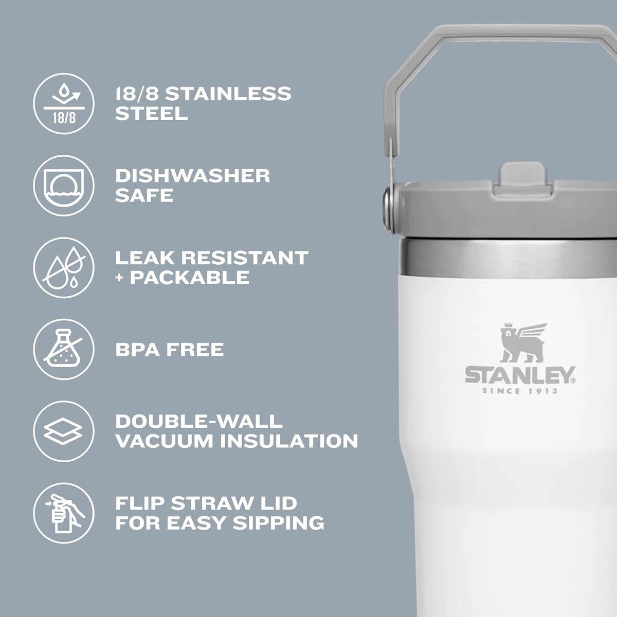 Stanley IceFlow 30 oz Tumbler - Flip Straw & Handle | Insulated, Leak Resistant, BPA-Free | Alpine Color