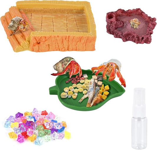 5 Pack Hermit Crab Water Pool Hermit Crab Food Bowl Dish Reptile Terrarium Water Bowls Reptile Starter Kits Accessories for Hermit Crab Leopard Gecko Frog Spider Lizard Turtle Bearded Dragon etc