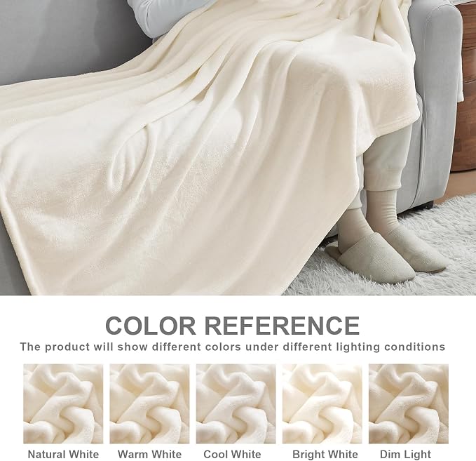 Hansleep Twin Beige Fleece Blanket, Soft Flannel Bed Blanket | Fuzzy Cozy Blanket 60x80 Inches, Multi-use for Bed, Sofa, Couch, Travel, Camping, All Season Warm Lightweight Cover
