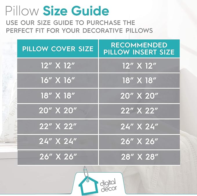 Digital Decor Decorative Throw Pillow Inserts 12x12 Set of 2, Premium Hypoallergenic Down Alternative Pillow Forms for Couch, Sofa & Bed, Made in USA Square Cushion Inserts, White