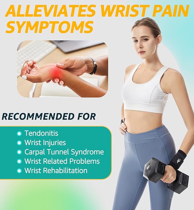 HiRui Wrist Brace/Wraps Wrist Compression Strap and Support for Work Fitness Weightlifting Sprains Tendonitis, Carpal Tunnel Arthritis, Pain Relief, Adjustable Wristbands 2 PACK (Black, M)