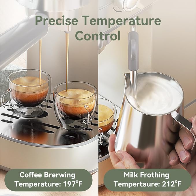 Gevi 20Bar Espresso Machine,Compact Coffee Maker with Adjustable Steam Wand | Removable Water Tank; Include Necessary Accessories; Can Make Americanos、Latte; Easy to Clean and Maintain;