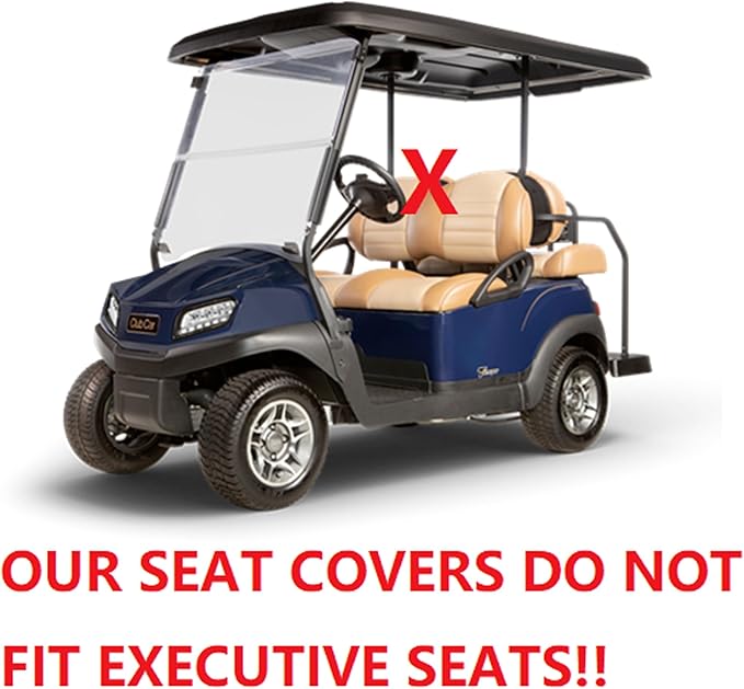 Huskey Golf Cart Front Seat Covers for Club Car Precedent 2004+ Models, Custom Fit, Black/Red Diamond Stitching, Marine Grade Vinyl, Staple On