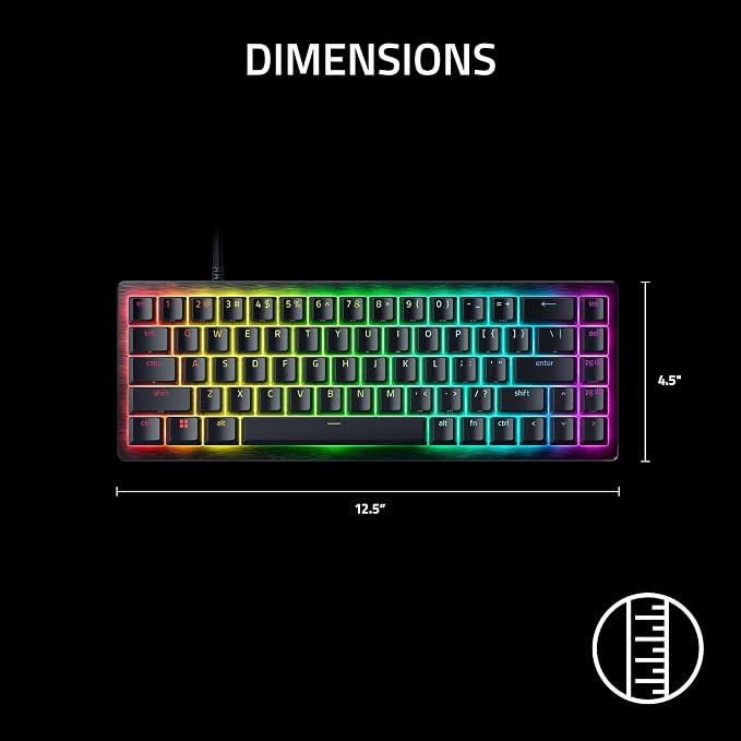 Razer Huntsman V3 HE Magnetic Mini 65% 8KHz Wired Gaming Keyboard | Hall Effect Magnetic Switches, 8000 Hz Polling, Razer Snap Flex,Razer Snap Tap, Rapid Trigger, Adjustable Actuation