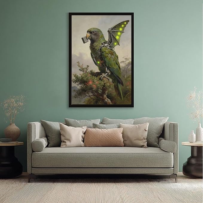 Framed Mechanical Fantasy Wall Art for Modern Living Room Industrial Sci Fi Decor Statement Piece 24x36in
