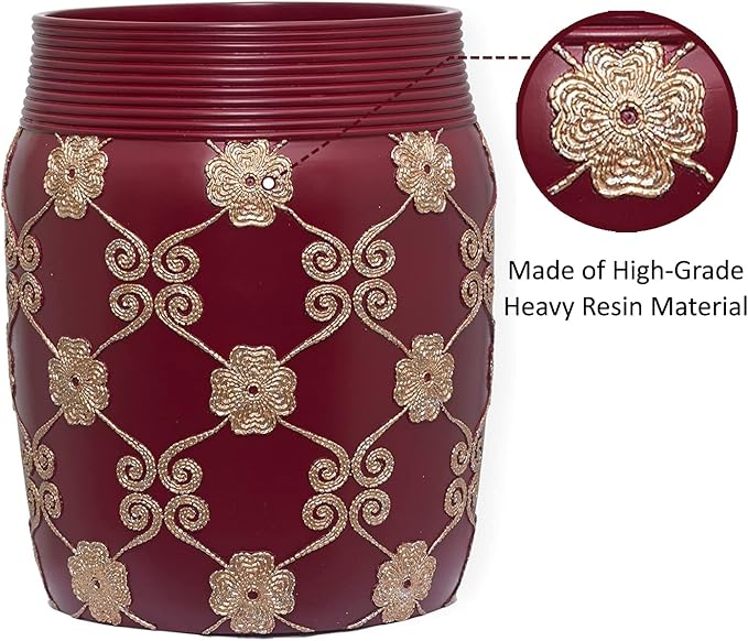 Zahari Home 2pc Elegant Rose Luxury Bathroom Accessories Set Modern Shower Basket & Tissue Box Classic Luxury Contemporary Decor Beautiful Unique Design Stylish Bathroom Accessories Set