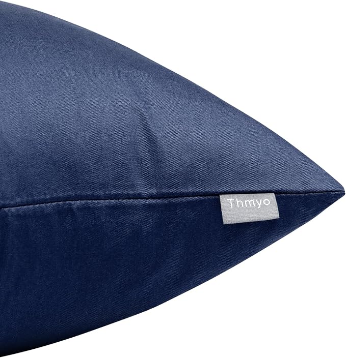 Thmyo 4-Pack 100% Cotton Comfortable Solid Decorative Throw Pillow Case Square Cushion Cover Pillowcase Sublimation Blank Pillow Covers Christmas DIY Throw Pillowcase(26x26inch/66x66cm,Midnight Blue)