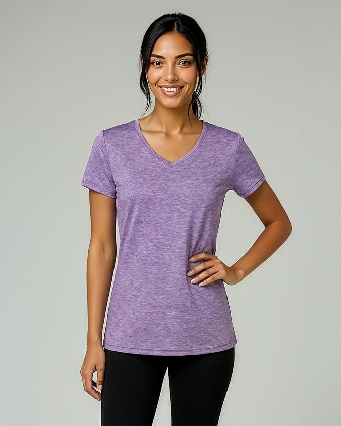 5 Pack Women's Dry Fit V Neck Workout Tops T Shirts Athletic Gym Yoga Tees | Available In Plus Size, Cooling Moisture-Wicking, Short Sleeve, Quick-Dry, Fitness, Stretch, Exercise, Running, Hiking