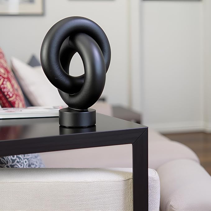 12" Modern Abstract Ring Decorative Sculpture, Knot Sculptures,Home Decor,Coffee Table Statues,Dining Living Room Desk Decor,Black