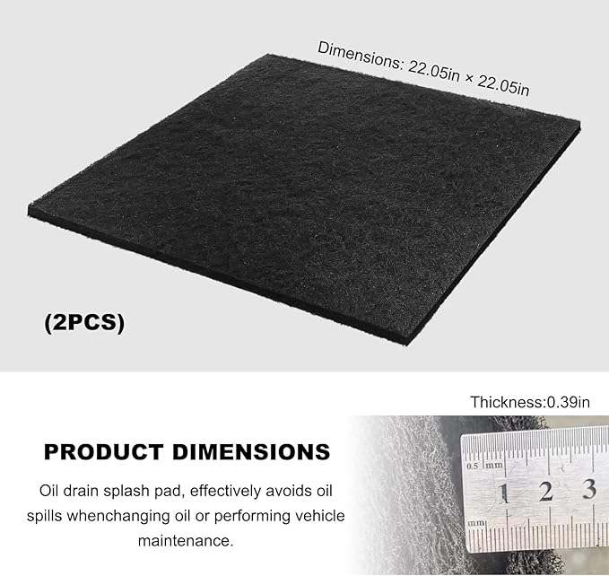 2 PCS Oil Drain Splash Pad, 22" Square No Splatter Pad for Transmission Drain Pan, Heat-Resistant Oil Change Mats for Automotive Technicians & Mechanics, Car Accessories