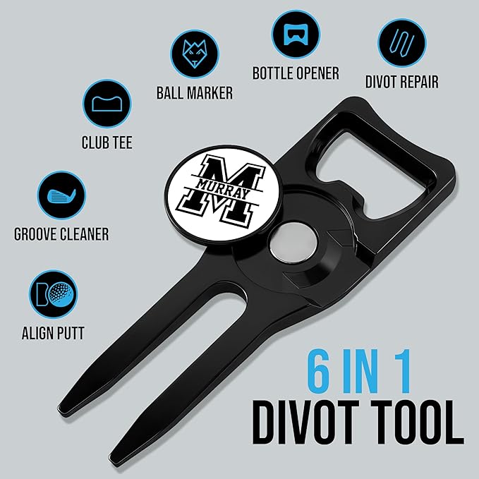Wolf Golf Towels Personalized Divot Repair Tool | 6-in-1 Premium Divot Tool with Ball Marker | Golf Gifts for Men & Women | Golf Accessories for Men & Women