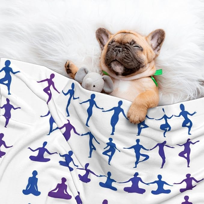 Two Sided Plush Pet Blanket for Crates Carriers Home Use, Gymnastics Game, Reversible Throw with Cozy Dot Fabric and Silky Reverse for Small Large Pets