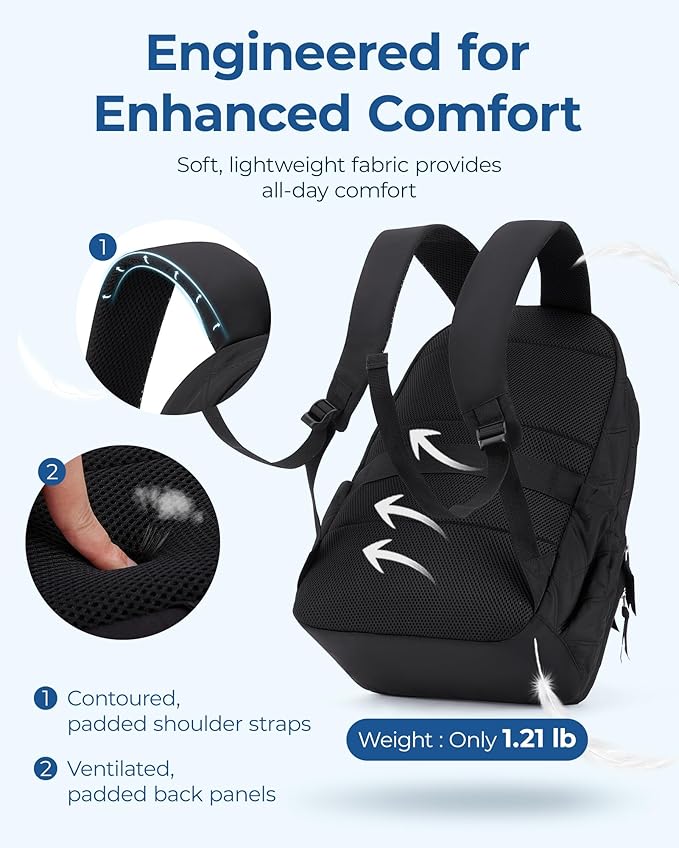 BAGSMART College Laptop Backpack,Cute Travel Backpack for Women,Quilted Computer Bookbag