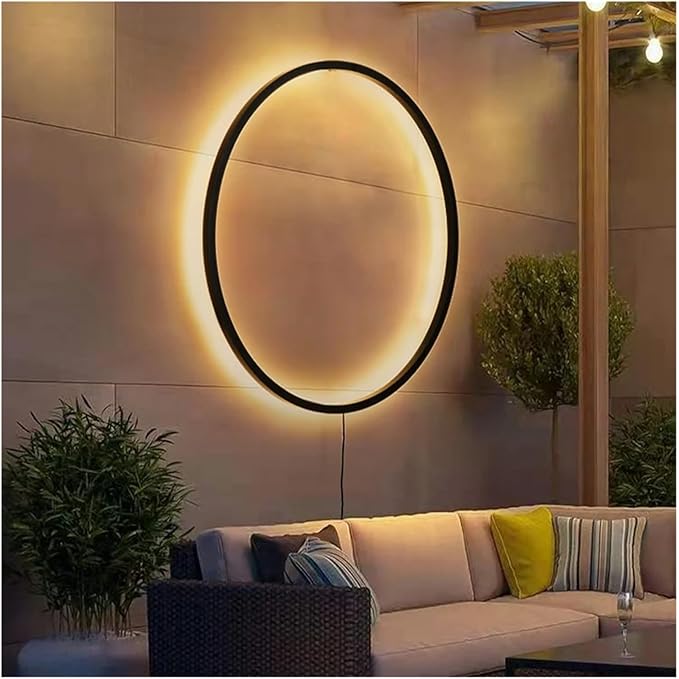 Wiring-Free Living Room Sofa Background Wall Decoration - Minimalist Bedroom lamp Ring Art Atmosphere Wall Light,Kitchen Island (3 Colors 80cm B)