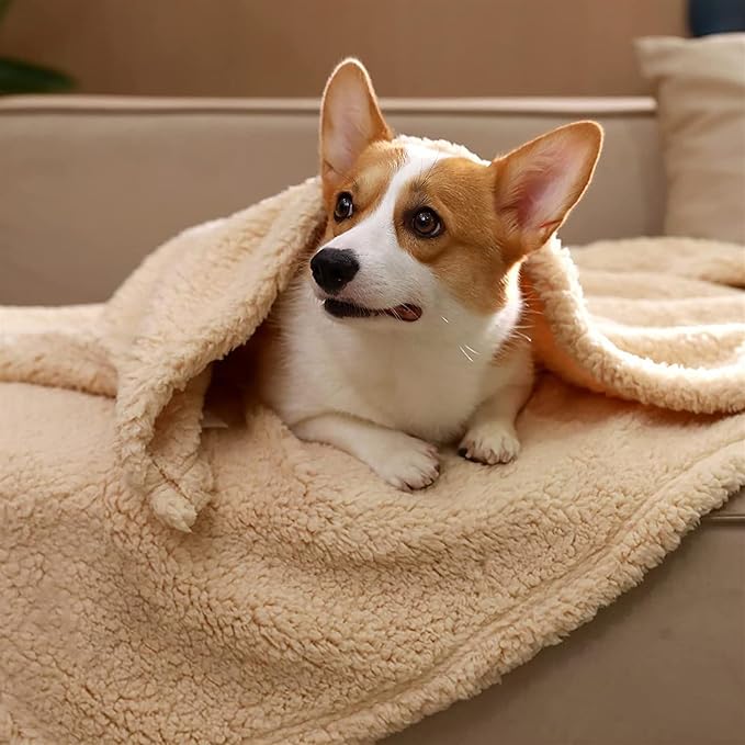 Pet Blankets for Couch Sofa Bed Dog Blankets Reversible Cat Blanket Soft Furniture Protector Cover for Small Medium Large Dogs Cats, Beige, 41 x 30 inches