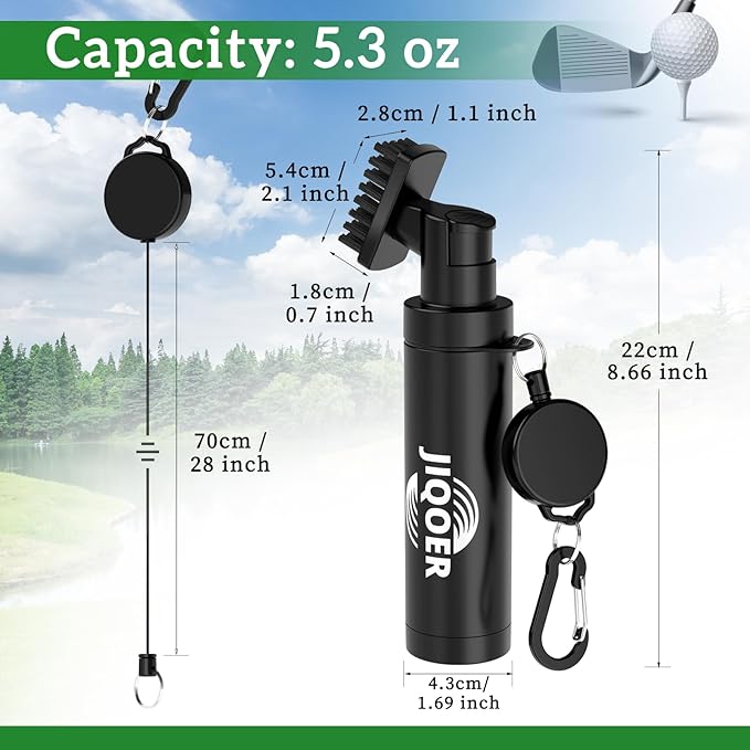Golf Club Cleaner Brush with 360° All-Angle Spray Design (5.3oz) and Microfiber Waffle Towel (16x16in), Leakproof Club Cleaning Kit with Retractable Clip – Must-Have Golf Accessories for Men & Women