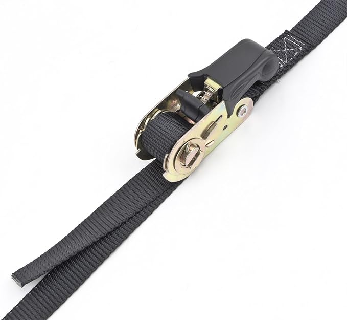 PowerTye - Endless Ratchet Strap - 1in x 14ft Easy Grip (Hookless), Tie Down Strap w/ 400 lb. Working Load Limit / 1,200 lb. Break Strength, Ideal for Motorcycle, Truck Beds, & Cargos, Black 2-Pack