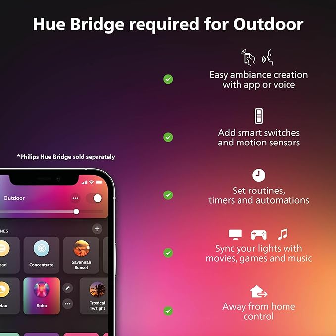 Philips Hue Calla Outdoor Smart Pathway Light, 3 Pack, White & Color Ambiance Walkway LED Lights, Weatherproof Low Voltage Lighting, Requires Bridge and Power Supply, Control with App and Voice