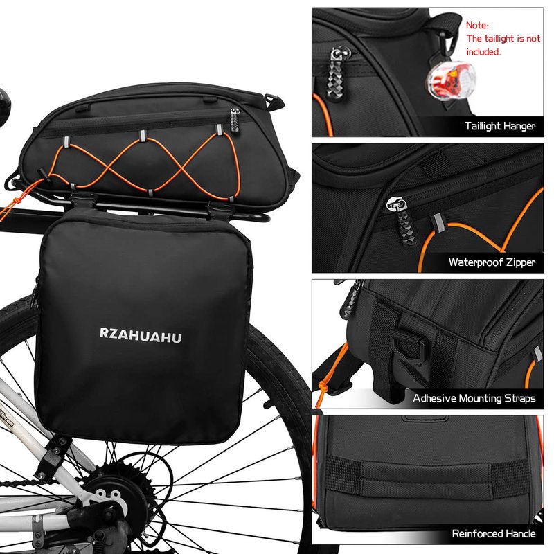YIWENG Bicycle bag, 3-in-1 Bike Rack Bag Trunk Bag Waterproof Bicycle Rear Seat Bag Cooler Bag with 2 Side Hanging Bags Cycling Cargo Luggage Bag Pannier Shoulder Bag
