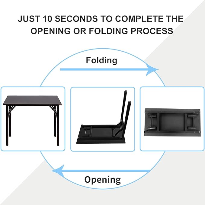 Need Folding Desk - 31 1/2" No Assembly Foldable Small Computer Table,Sturdy and Heavy Duty Writing Desk for Small Spaces, Black&Black Frame | Black Frame Writing Gaming Work Table/Sturdy Foldable Study Table for Small Space/Dormitory, No Assembly Requ...