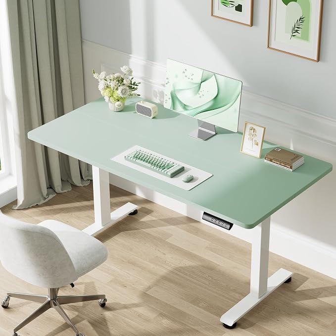Veken Standing Desk, Green, 55×23.6 Inch | Height Adjustable Sit Stand Up Computer Tables for Home Office, Study , Writing, Suit students, employees and group work