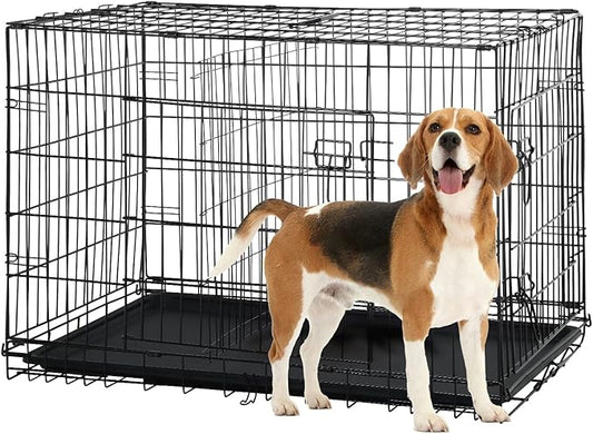 30 Inch Dog Crate for Small Dog, Metal Wire Pet Dog Cage for Small Animals Rabbit Indoor Outdoor Foldable Metal Dog Kennel with Divider Panel, Leak-Proof Plastic Pan