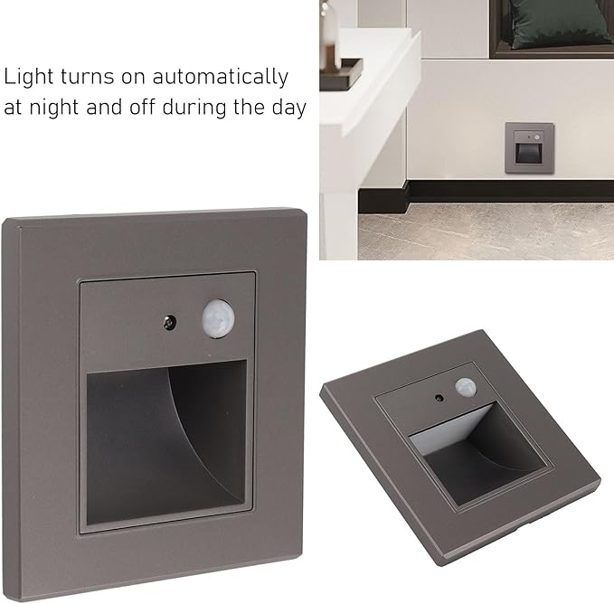 Aramox 1.5W 3000K Motion Sensor Stair Light, 120 Degree Sensor Step Light, Dusk to Dawn Sensor LED Step Light for Indoor Staircase