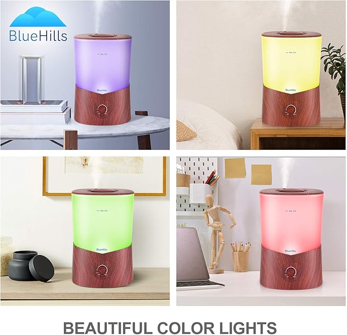 BlueHills Premium Set of Two Large 2500 ML and 3000 ML XL Essential Oil Diffusers Humidifier Combo for Large Room Home with Décor LED Lights Great Gift – Value Pack of Dark Wood Grain.