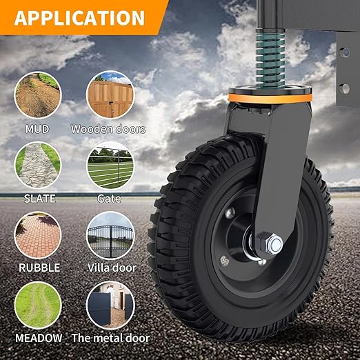 6 Inch Gate Wheel, Made of Fine Iron Solid Rubber, Maximum Weight Capacity 600 Lbs, Corrosion and Rust Resistant for Wood Gates and Metal Pipe Gates (Yellow Upgrade)