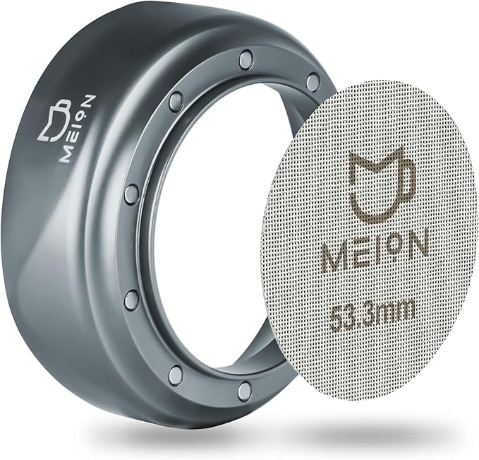 MEION Espresso Dosing Funnel and Puck Screen Set, Magnetic Coffee Funnel, Reusable Espresso Puck Screen, Espresso Tools Espresso Accessories (Silver, 54mm)