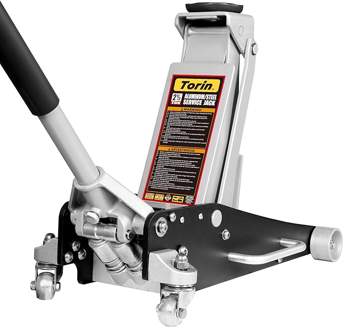 Torin Floor Jack,2.5 Ton Aluminum and Steel Hydraulic Low Profile Car Jack with Dual Piston Quick Lift Pump,Lightweight Racing Floor Jack for Vehicle,5,000 lb Capacity,Black,T84025B