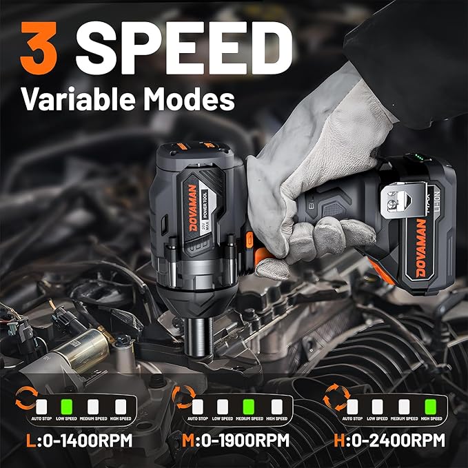 TITANCE X8 Advanced Cordless Impact Wrench, 20V Brushless 1/2'' Impact Gun, 1000 FT-LBS High Torque, 5-Mode Control, 4.0Ah Li-ion Battery Powered Wrench for Car Tires & Automotive Repair