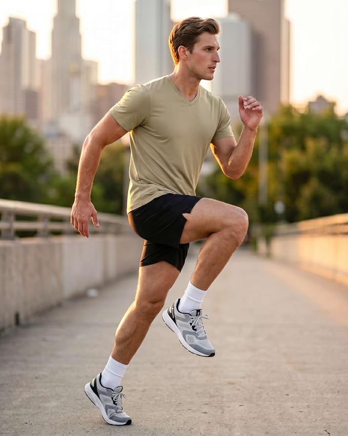 5 Pack Men's Dry Fit V Neck Gym Workout T Shirts Athletic Moisture Wicking | Cooling, Quick Dry, Breathable, Short Sleeve, Exercise, Cycling, Sports, Outdoor, Fitness, Golf, Crossfit, Hiking, Tennis