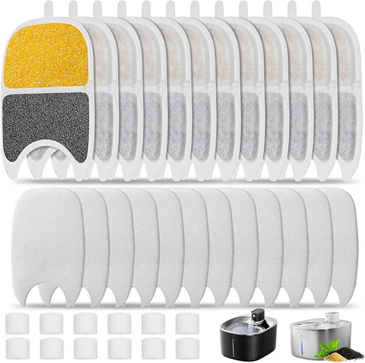 Cat Water Fountain Filter Replacement Pet Drinking Fountain Filters Compatible with 135 fl oz/4L Cat Water Fountain-12 Set Filters with Sponges