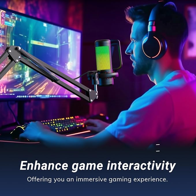 TONOR Gaming Microphone Set with Boom Arm, Vocal Condenser Microphone for Content Creators, USB Mic for PC with Stand, RGB, Tap Mute, Gain Control, Gaming Equipemnt, Twitch, Streaming, TC310+ | Boom Arm Set, USB Mic with Controllable Light, One Tap Mut...