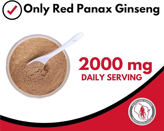Red Panax Ginseng Powder with Natural Ginsenosides (8 oz)- Supports Healthy Energy, Vitality, Mood and More, Korean Panax Ginseng Root Powder for Smoothies, Coffee or Drinks (1 Pack)