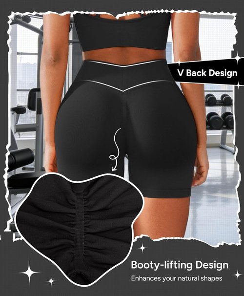 BRXL Scrunch Butt Lifting Shorts - V Back Seamless High Waist Gym Compression Shorts | 5" Length