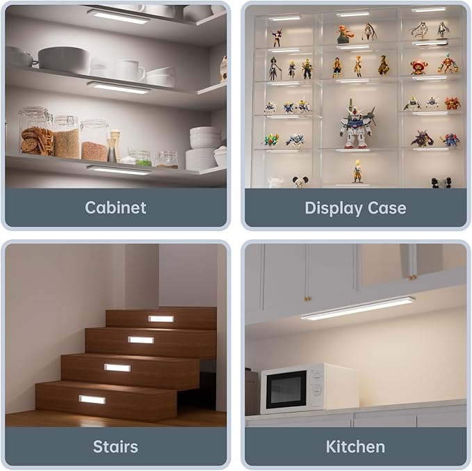 Motion Sensor for Cabinet Lights, Dimmable, Adjustable Color Temperature, Magnetic Mount, for Kitchens Closets Hallways Bathrooms Stairway (Hand Control)