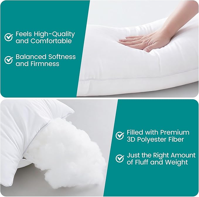 Oubonun 12"x20" Throw Pillow Insert – Plush and Supportive Decorative Cushion with 100% Cotton Cover, for Couch, Sofa, Bed, Chair – Pack of 1