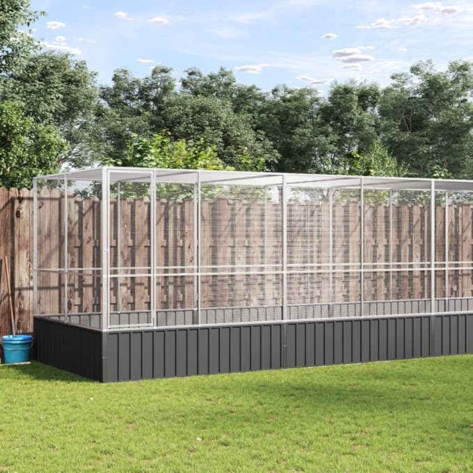 Steel Aviary with Extension, Large Bird Cage with Lockable Door, Aviary Spacious and Versatile Cage Ideal for Parakeets, Parrots, Lovebirds, Cockatiels, Pigeons, 409.1"x81.5"x83.5",-284