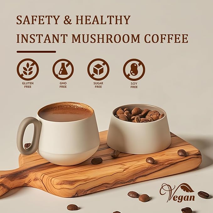 Mushroom Coffee Organic | Enhanced Focus, Boosted Immunity, Improved Energy | 6 Adaptogenic Mushrooms: Cordyceps, Reishi, King Trumpet, Shiitake, Lion's Mane & Turkey Tail | 2 Pack