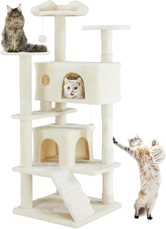 54 Inches Multi-Level Cat Tree Tower, Cat Tree Tower Furniture Activity with Scratching Post, Cats House Play, Toys and Condo for Indoor Kittens, Navy