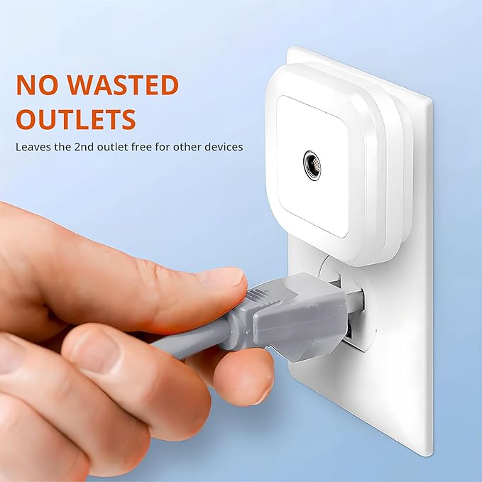 6Pcs Square LED Night Light Intelligent Sensor Control Induction Energy-Saving Bedside Socket Lamp Room Hallway Toilet Wall Home Lighting