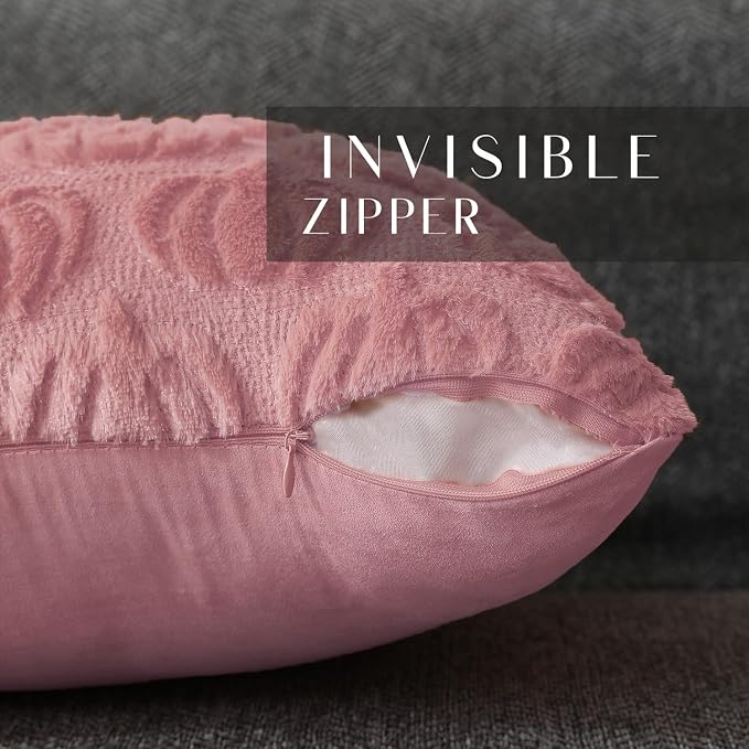 DFXSZ Fall Pillow Covers 16x16 2Pcs Pink Pumpkin Fall Decorations for Home | Fall decor Set of 2 Throw Pillow Cases Soft Plush Faux Fur Wool Couch Cushion for Chair Sofa Bedroom Living Room Home Decor