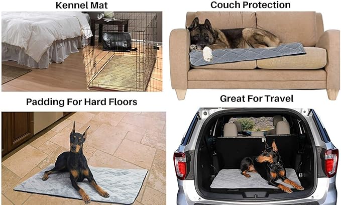 4Knines Extra Large Dog Crate Mat – Waterproof, Non-Slip, Machine Washable Crate Mat – Soft, Durable Kennel Mat for Dogs – Pet Bed for Crates, Travel or Home Use - Extra Large (Black) (Pack of 2)