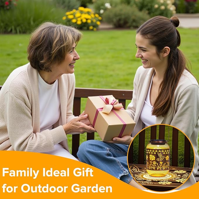 Solar Lanterns Outdoor Waterproof - Hummingbird Solar Lights for Garden, Hanging Metal Lantern Decor for Patio, Yard - Christmas Mothers Day Gifts for Women, Mom, Grandma (Hummingbirds, 1)