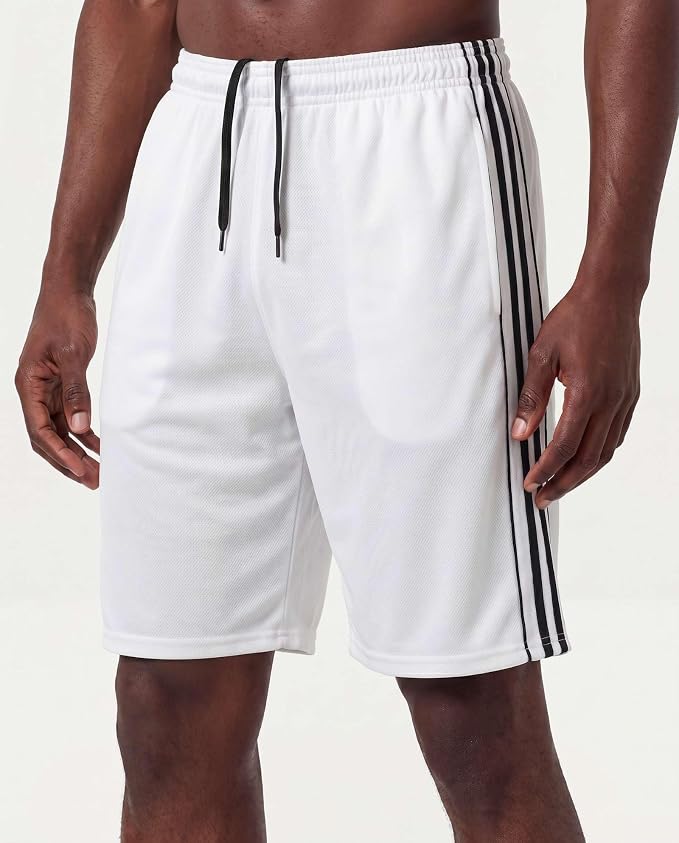 5 Pack Men's Mesh Shorts Athletic Basketball Sports Gym Workout Pockets | Cooling Moisture-Wicking, 9", Long, Quick-Dry, Breathable, Elastic Drawstring Waistband. Running, Exercise, Soccer, Training.